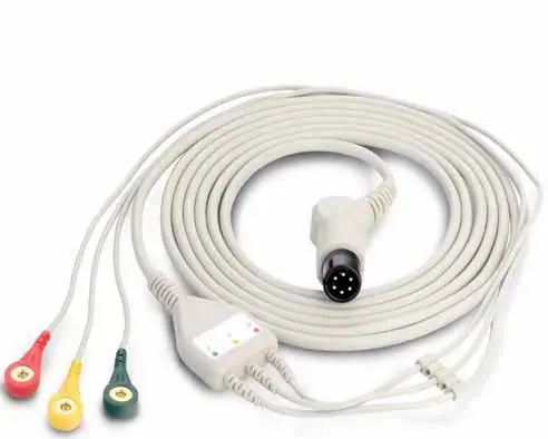Edan Cable-3-lead ECG Integrative Cable with Leadwires, Snap (AHA)